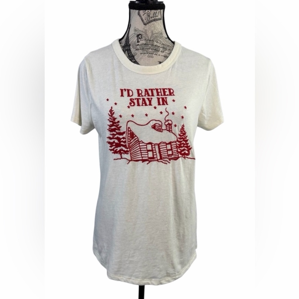 Maurice’s Cozy Winter Wonderland Embroidered Tee - “I’d Rather Stay In” - Medium